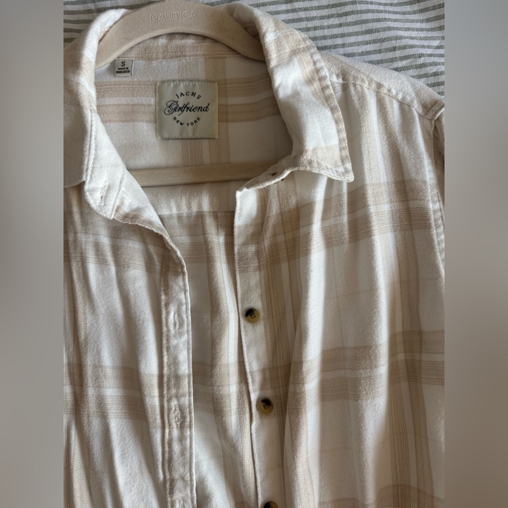 cream & white flannel